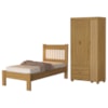 Guarda Roupa Solteiro 3 Portas 2 Gavetas e Cama de Solteiro MDF Bela Nature Off Decmade