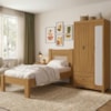 Guarda Roupa Solteiro 3 Portas 2 Gavetas e Cama de Solteiro MDF Clara Nature Decmade