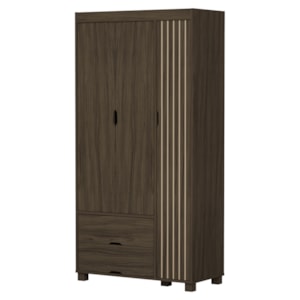 Guarda Roupa Solteiro 3 Portas 2 Gavetas MDF 89 cm Bela Chocolate Decmade