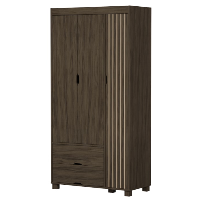 Guarda Roupa Solteiro 3 Portas 2 Gavetas MDF 89 cm Bela Chocolate Decmade