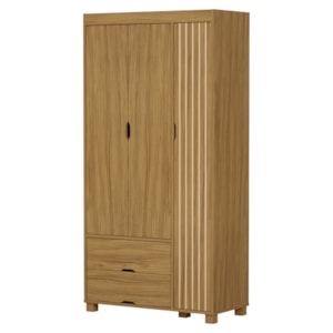 Guarda Roupa Solteiro 3 Portas 2 Gavetas MDF 89 cm Bela Nature Decmade
