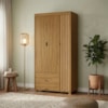 Guarda Roupa Solteiro 3 Portas 2 Gavetas MDF 89 cm Bela Nature Decmade