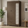 Guarda Roupa Solteiro 3 Portas 2 Gavetas MDF 89 cm Clara Chocolate Decmade