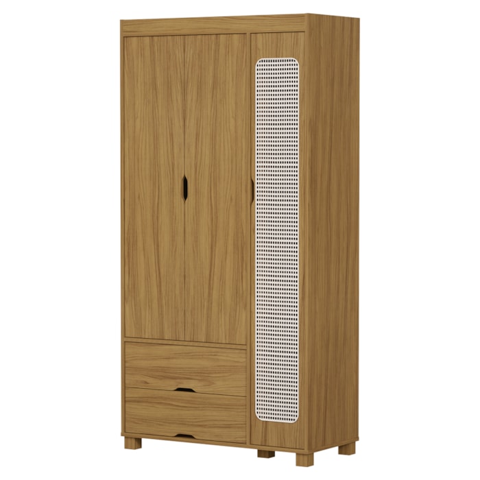 Guarda Roupa Solteiro 3 Portas 2 Gavetas MDF 89 cm Clara Nature Decmade