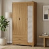 Guarda Roupa Solteiro 3 Portas 2 Gavetas MDF 89 cm Clara Nature Decmade