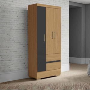 Guarda Roupa Solteiro 3 Portas Coimbra 186X76 cm ARMoveis Atacama Grafite