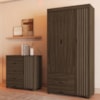 Guarda Roupa Solteiro 3 Portas Comoda 4 Gavetas MDF Bela Chocolate Off Decmade