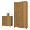 Guarda Roupa Solteiro 3 Portas Comoda 4 Gavetas MDF Bela Nature Off Decmade