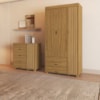 Guarda Roupa Solteiro 3 Portas Comoda 4 Gavetas MDF Bela Nature Off Decmade