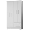Guarda Roupa Solteiro 4 Portas 2 Gavetas 188x99 cm Madri Branco RUDK