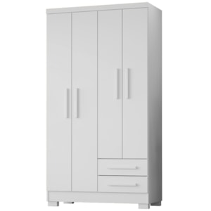 Guarda Roupa Solteiro 4 Portas 2 Gavetas 188x99 cm Madri Branco RUDK