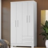 Guarda Roupa Solteiro 4 Portas 2 Gavetas 188x99 cm Madri Branco RUDK