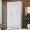 Guarda Roupa Solteiro 4 Portas 2 Gavetas 188x99 cm Madri Branco RUDK