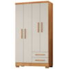 Guarda Roupa Solteiro 4 Portas 2 Gavetas 188x99 cm Madri Cedro Areia RUDK