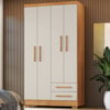 Guarda Roupa Solteiro 4 Portas 2 Gavetas 188x99 cm Madri Cedro Areia RUDK