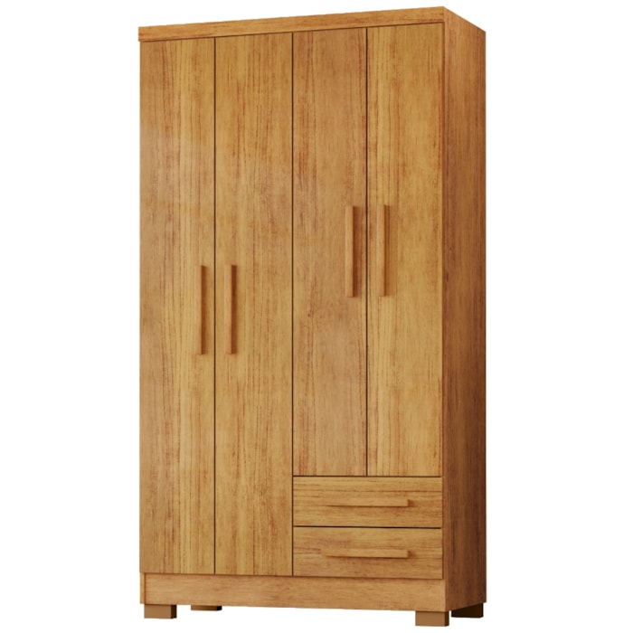 Guarda Roupa Solteiro 4 Portas 2 Gavetas 188x99 cm Madri Cedro RUDK