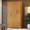Guarda Roupa Solteiro 4 Portas 2 Gavetas 188x99 cm Madri Cedro RUDK
