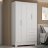 Guarda Roupa Solteiro 4 Portas 2 Gavetas Primor 121X209 cm Branco Absoluto ZANZ
