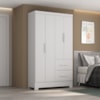 Guarda Roupa Solteiro 4 Portas 2 Gavetas Primor 121X209 cm Branco Absoluto ZANZ