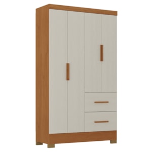 Guarda Roupa Solteiro 4 Portas 2 Gavetas Primor 121X209 cm Cinamomo Areia ZANZ