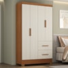 Guarda Roupa Solteiro 4 Portas 2 Gavetas Primor 121X209 cm Cinamomo Areia ZANZ