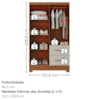 Guarda Roupa Solteiro 4 Portas 2 Gavetas Primor 121X209 cm Cinamomo Areia ZANZ