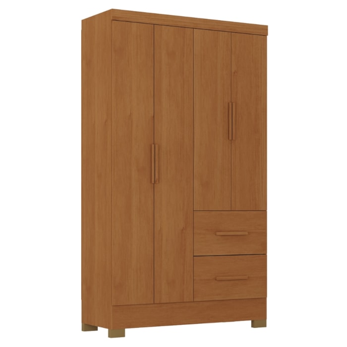 Guarda Roupa Solteiro 4 Portas 2 Gavetas Primor 121X209 cm Cinamomo ZANZ
