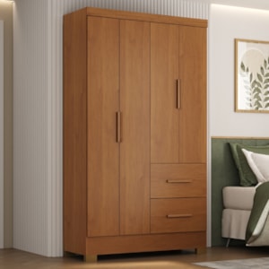 Guarda Roupa Solteiro 4 Portas 2 Gavetas Primor 121X209 cm Cinamomo ZANZ