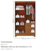Guarda Roupa Solteiro 4 Portas 2 Gavetas Primor 121X209 cm Cinamomo ZANZ