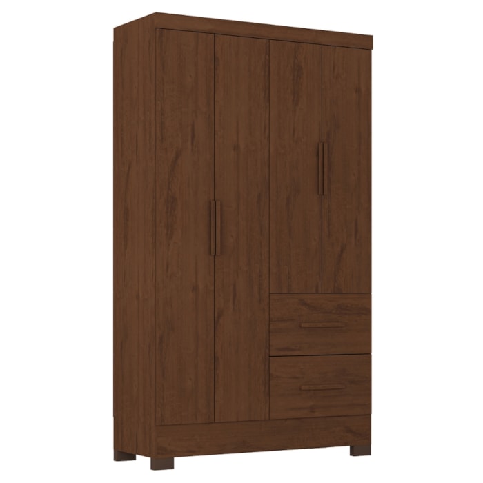 Guarda Roupa Solteiro 4 Portas 2 Gavetas Primor 121X209 cm Jacaranda ZANZ