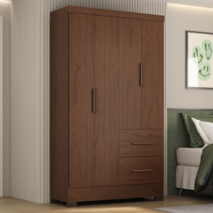 Guarda Roupa Solteiro 4 Portas 2 Gavetas Primor 121X209 cm Jacaranda ZANZ