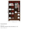 Guarda Roupa Solteiro 4 Portas 2 Gavetas Primor 121X209 cm Jacaranda ZANZ