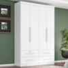Guarda Roupa Solteiro 4 Portas 4 Gavetas Mari 154X231 cm Branco Absoluto ZANZ