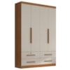 Guarda Roupa Solteiro 4 Portas 4 Gavetas Mari 154X231 cm Cinamomo Areia ZANZ