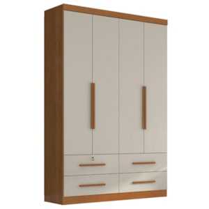 Guarda Roupa Solteiro 4 Portas 4 Gavetas Mari 154X231 cm Cinamomo Areia ZANZ