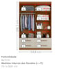 Guarda Roupa Solteiro 4 Portas 4 Gavetas Mari 154X231 cm Cinamomo Areia ZANZ