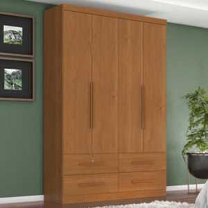 Guarda Roupa Solteiro 4 Portas 4 Gavetas Mari 154X231 cm Cinamomo ZANZ