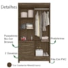 Guarda Roupa Solteiro 4 Portas 8523 Castanho Wood Moval