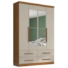 Guarda Roupa Solteiro 4 Portas Com Espelho Mari 154X231 cm Cinamomo Areia ZANZ