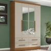 Guarda Roupa Solteiro 4 Portas Com Espelho Mari 154X231 cm Cinamomo Areia ZANZ