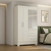 Guarda Roupa Solteiro 4 Portas Com Espelho Primor 121X209 cm Branco Absoluto ZANZ