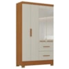 Guarda Roupa Solteiro 4 Portas Com Espelho Primor 121X209 cm Cinamomo Areia ZANZ