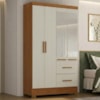 Guarda Roupa Solteiro 4 Portas Com Espelho Primor 121X209 cm Cinamomo Areia ZANZ