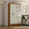 Guarda Roupa Solteiro 4 Portas Com Espelho Primor 121X209 cm Cinamomo Areia ZANZ