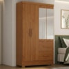 Guarda Roupa Solteiro 4 Portas Com Espelho Primor 121X209 cm Cinamomo ZANZ