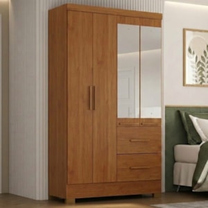Guarda Roupa Solteiro 4 Portas Com Espelho Primor 121X209 cm Cinamomo ZANZ