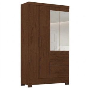 Guarda Roupa Solteiro 4 Portas Com Espelho Primor 121X209 cm Jacaranda ZANZ