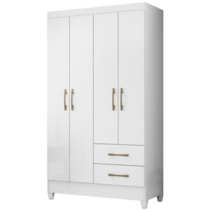 Guarda Roupa Solteiro Chile 4P 103 cm Branco Moval