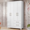 Guarda Roupa Solteiro Chile 4P 103 cm Branco Moval