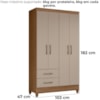 Guarda Roupa Solteiro Chile 4P 103 cm Carvalho Fendi Moval